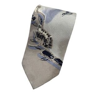 Nina Ricci Monsieur Paris Seoul Mens Silk Tie Floral Pattern Beige Blue Yellow